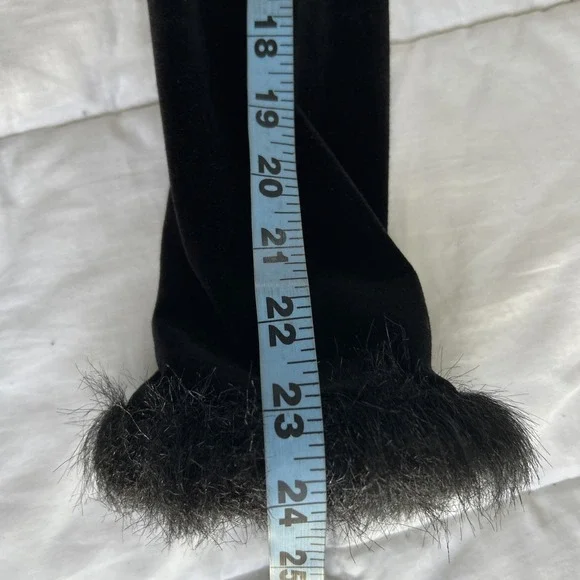 Betsey Johnson Penny Lane Coat Womens S Black Velvet Faux Fur Trim Y2K Glam - Picture 9 of 13